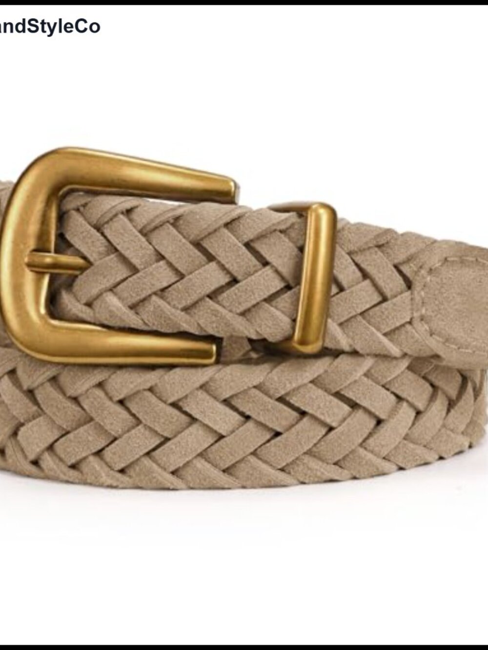 Suede Braided Belt Soft Woven Waist Matte Gold Buckle for Jeans Dresses